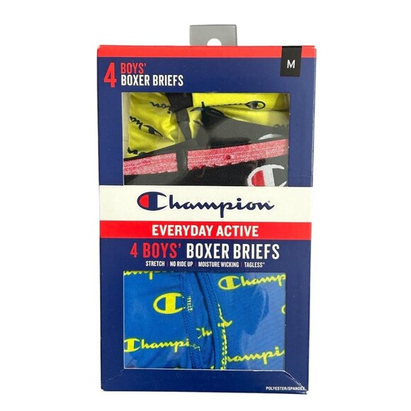 Champion Boys' Everyday Active Stretch Boxer Briefs Tagless 4-Pack Medium - Picture 2 of 4